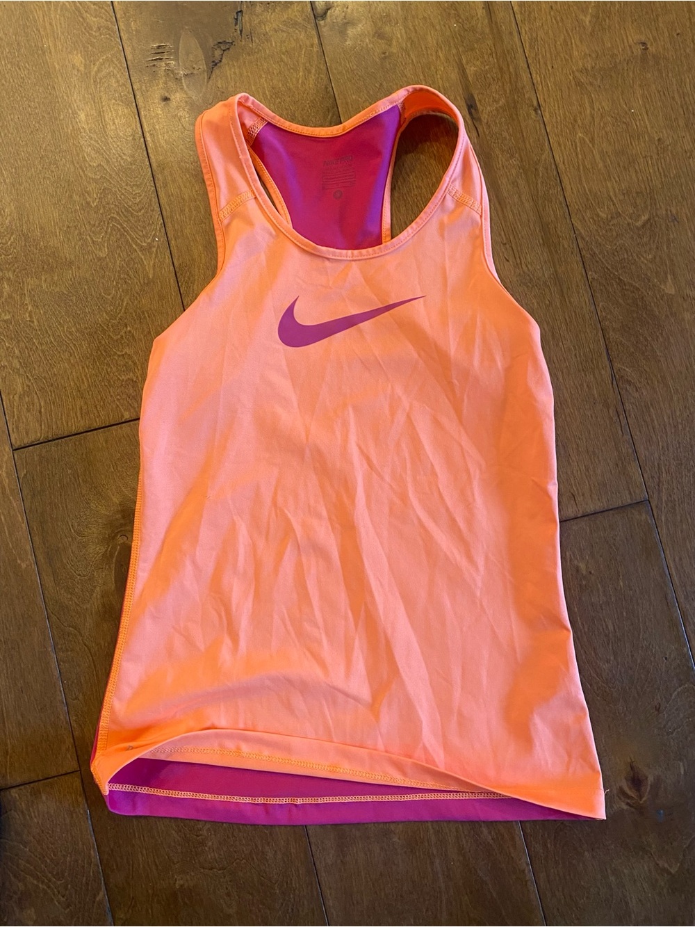 Nike Orange and pink Racerback Tank with Pink Swoosh size S compression